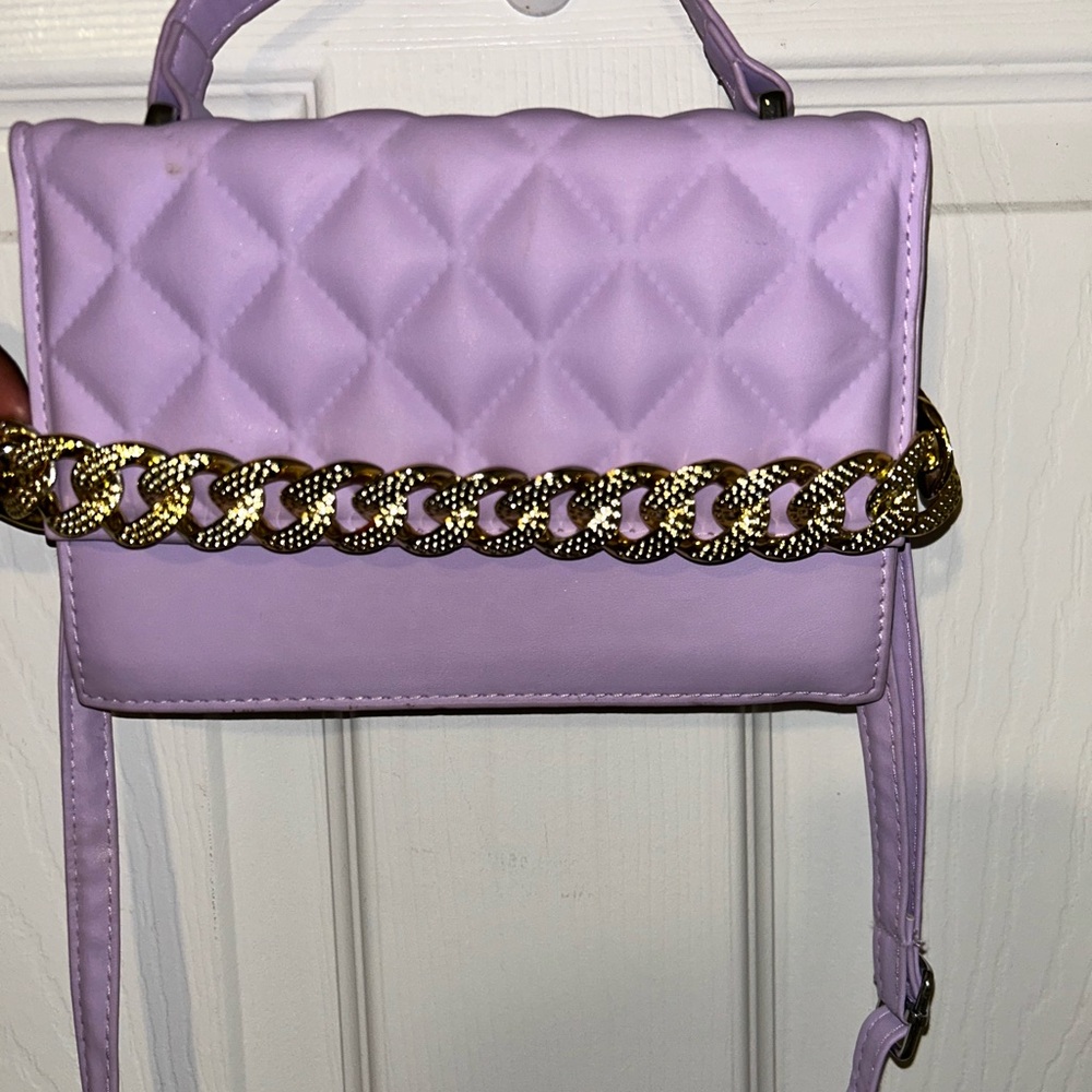 Lavender Quilted Chain Crossbody Bag